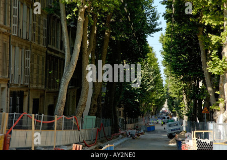 Frankreich Marseille Boulevard Longchamps die neue Straßenbahnlinie im Bau Stockfoto