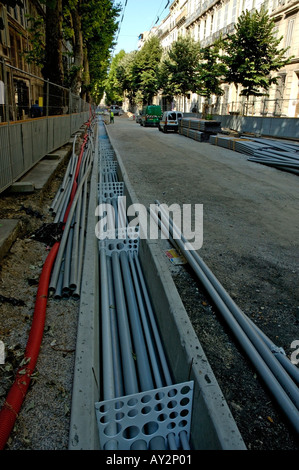 Frankreich Marseille Boulevard Longchamps die neue Straßenbahnlinie im Bau Stockfoto