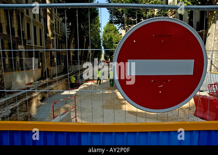 Frankreich Marseille Boulevard Longchamps die neue Straßenbahnlinie im Bau Stockfoto