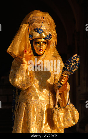 Lady in Maske und Kostüm Maske Festival Venedig Stockfoto