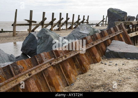 Meer Abwehr, happisburgh, Norfolk, England Stockfoto