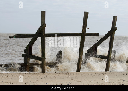 Meer Abwehr, happisburgh, Norfolk, England Stockfoto