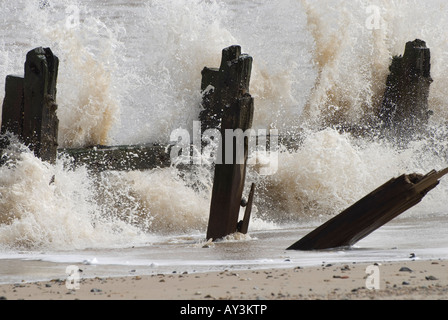 Meer Abwehr, happisburgh, Norfolk, England Stockfoto