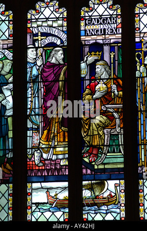 Bad Glasfenster mit biblische Szene der gotische Abtei Stockfoto