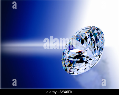 Nahaufnahme von einem brillanten Diamanten geschnitten Stockfoto