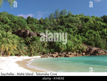 Seychellen Insel Mahé Takamaka Bucht Stockfoto