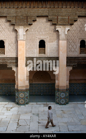 Innenhof der Medersa Yousuf Marrakesch Marokko Stockfoto