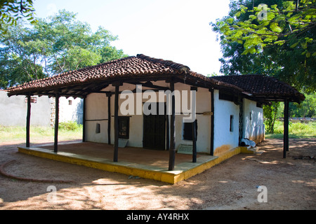 Bapu Kutir, Replik von Gandhis Hütte in Sevagram, Gandhi Memorial Museum, Madurai, Tamil Nadu, Indien Stockfoto