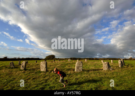 Cornwall Merry Maidens merry Maidens Stein Kreis in der Nähe von später West penwith Stockfoto