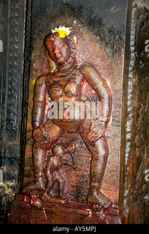 Schrein, die Darstellung der Göttin der Fruchtbarkeit, Meenakshi-Tempel, Madurai, Tamil Nadu, Indien Stockfoto