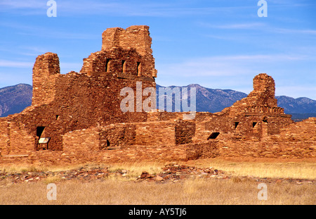 Die imposante Mission San Gregorio de Abo, Abo Ruinen, Salinas Pueblo Missionen National Monument, New Mexico. Stockfoto