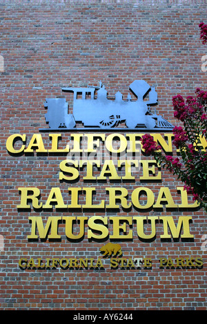 Zeichen California State Railroad Museum in Sacramento, Kalifornien Stockfoto