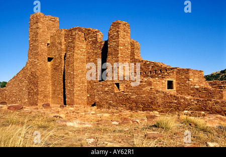 Die imposante Mission San Gregorio de Abo, Abo Ruinen, Salinas Pueblo Missionen National Monument, New Mexico. Stockfoto