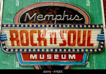 Memphis Tennessee Rock N Soul Museum Zeichen Stockfoto