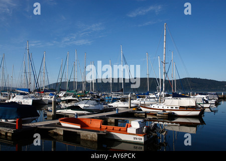 mit Blick auf die Küste und die Lagune von Knysna Quays Knysna Garten route westlichen Kapprovinz in Südafrika Stockfoto