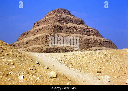 Schritt der Djoser Pyramide von Zoser Sakkara Sakkara Saqqarah Kairo Arabische Republik von Ägypten ägyptische Nordafrika, Naher Osten Stockfoto