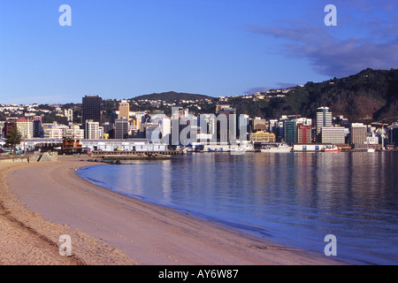 Wellington Waterfront Oriental Bay Beach Nordinsel Neuseeland Stockfoto