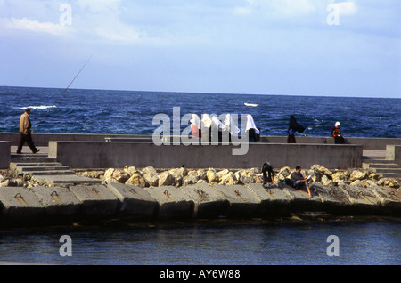 Panoramablick über Mittelmeer Alexandria Arabische Republik Ägypten ägyptische Nord-Afrika, Naher Osten Stockfoto
