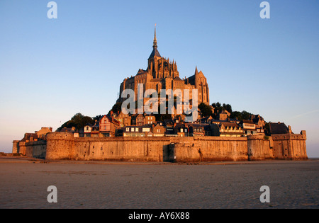 Blick auf Mont Mont Saint Michel Wunder von der West Normandie englischen Kanal La Manche Westfrankreich Nordeuropa Stockfoto