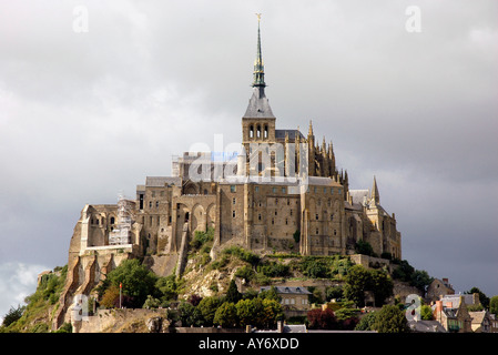 Blick auf Mont Mont Saint Michel Wunder von der West Normandie englischen Kanal La Manche Westfrankreich Nordeuropa Stockfoto