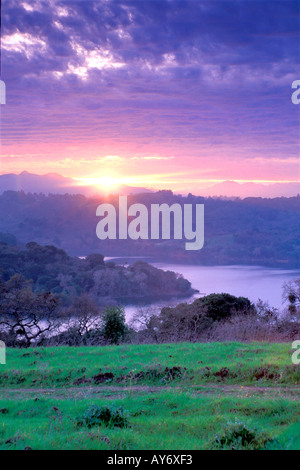 lila Himmel während farbenprächtigen Sonnenuntergang in den Hügeln oberhalb von Lafayette Kalifornien in der East Bay Area Stockfoto