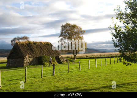 Alte Leanach Cottage bei Culloden Battlefield, dem National Trust for Scotland Stockfoto