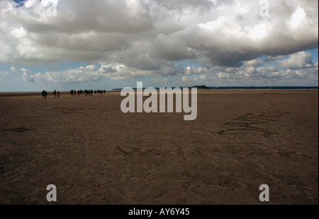 Blick auf Mont Mount Saint Michel Bay bei Ebbe Normandie englischen Kanal La Manche North Western France Europe Stockfoto