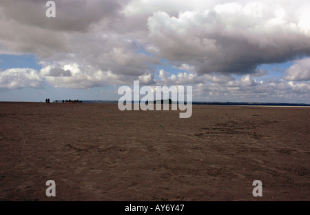 Blick auf Mont Mount Saint Michel Bay bei Ebbe Normandie englischen Kanal La Manche North Western France Europe Stockfoto