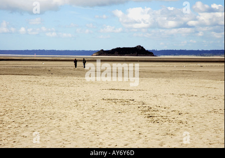 Blick auf Mont Mount Saint Michel Bay bei Ebbe Normandie englischen Kanal La Manche North Western France Europe Stockfoto