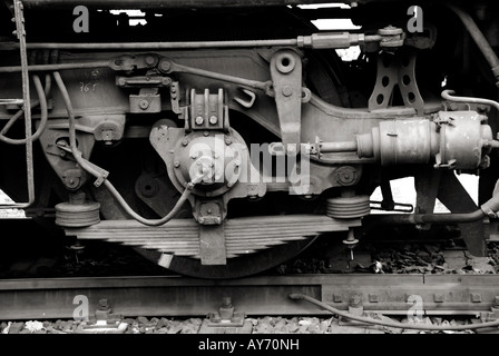Alte Eisenbahn-Auto-Rad hautnah Stockfoto