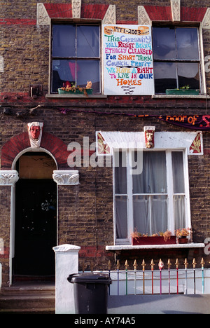 Protest gegen drohenden Räumung am St.-Agnes-Platz hocken in Kennington South London. Stockfoto