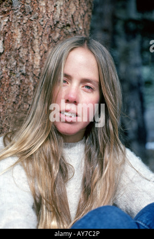 Porträt eines jungen Mädchens mit langen Haaren in Santa Fe, New Mexico Stockfoto