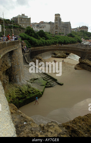 Charakteristische Ansicht des Grande Plage Biarritz Aquitanien Golfe de Gascogne Bucht von Biskaya Atlantik Südwesten Frankreich Europa Stockfoto