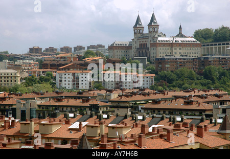 Panoramische Ansicht von San Sebastian Donostia baskischen Land Golf von Biskaya Golfo de Vizcaya Spanien España Europa Stockfoto