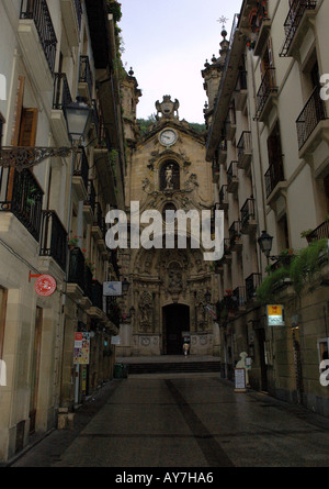 Charakteristischen Kirche Parte Vieja alte Viertel Bucht von San Sebastian Donostia baskischen Land der Biskaya Spanien España Europa Stockfoto