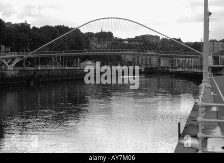 Panorama des Ayuntamiento Brücke über den Fluss Nervion Bilbao Bilbo Pais Vasco Baskenland Spanien España Iberia Europa Stockfoto