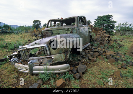 Wrack eines alten Autos, Lesotho Stockfoto