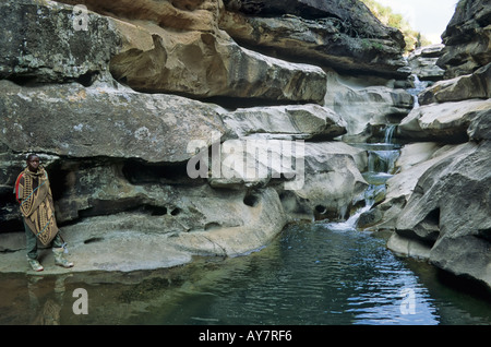 Wasserfälle, Pitseng Schlucht, in der Nähe von Malealea, Lesotho Stockfoto