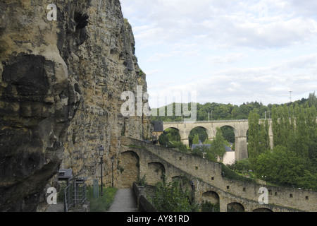 Blick auf den Kasematten und Grund Bezirk der Stadt Luxemburg Stockfoto