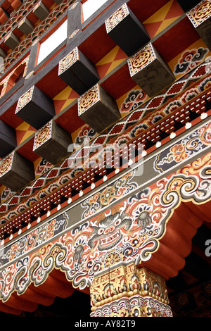 Bhutan Thimpu Dzong Holzbau detail Stockfoto