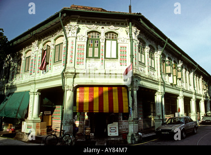 Asien Singapur Little India Petain Road 1916 gebaut geflieste Geschäftshäusern Stockfoto