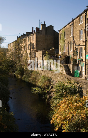 UK Yorkshire Holmfirth River Holme und faltig Stocking Tee Zimmer Norah Battys Haus Stockfoto