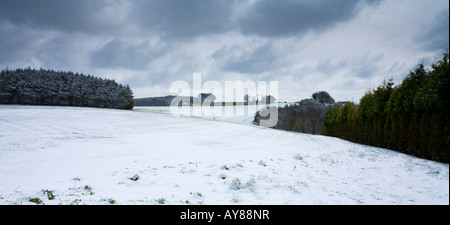 Schnee am Cheesefoot Kopf in der South Downs-Hampshire UK Stockfoto