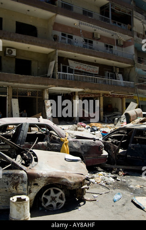 Zerstörte Autos in einem Kriegsgebiet Beirut-Libanon-Nahost Stockfoto