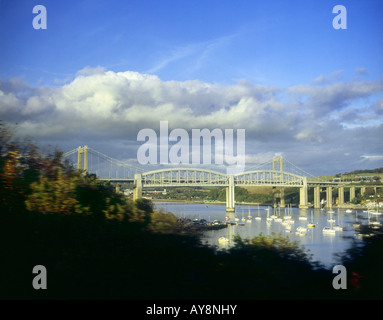 Brunels 'Royal Albert Bridge"über den Fluss Tamar bei Saltash Stockfoto