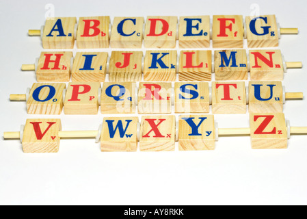 Hölzerne Alphabet Blöcke, close-up Stockfoto