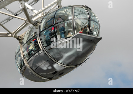 Nahaufnahme, Kapsel des London Eye, auch bekannt als Millennium Wheel, London 2006 Stockfoto