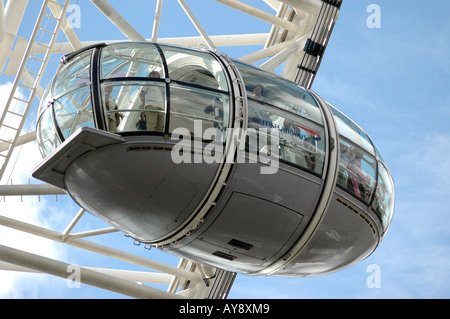 Nahaufnahme, Kapsel des London Eye, auch bekannt als Millennium Wheel, London 2006 Stockfoto