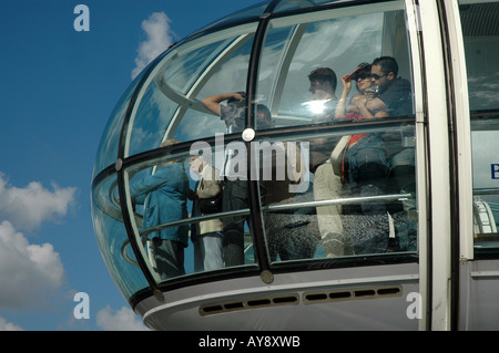 Nahaufnahme, Kapsel des London Eye, auch bekannt als Millennium Wheel, London 2006 Stockfoto