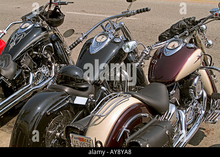 Alt Pasadena Kalifornien, Colorado street Harley Davidson Motorräder Stockfoto